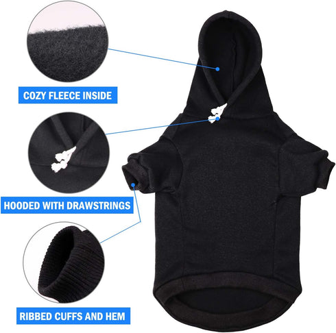Black Buffalo Plaid Dog Hoodie Sweater, Warm and Soft, Cozy Pet Clothes (XS)