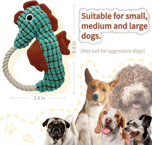 Sumuyo Toy,2-Pack Plush Wrinkled Squeaky Dog The Best Durable Teething Puppy Rope Chew Toy Keeps Them Busy Playing