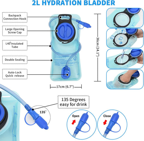 Hydration Backpack with 2L Bladder - Lightweight Water Pouch for Men Women Running, Riding, Biking, Music Festival