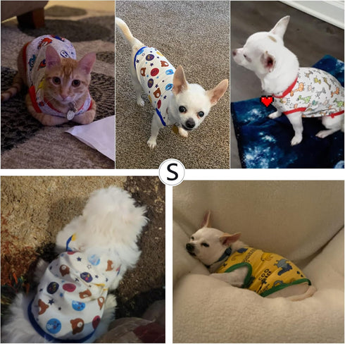 Geyoga 6-Piece Cute Printed Dog Shirts, Cotton Pet Sweatshirts for Dogs (M)