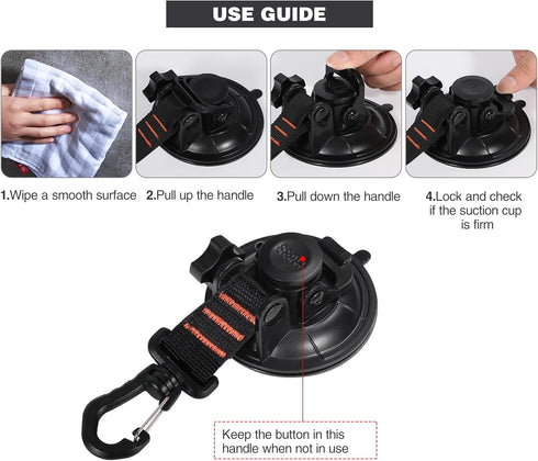REDCAMP Heavy Duty Suction Cup Anchor with Securing Hook Tie Down, Removable Camping Tarp Accessory
