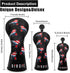 Golf Head Covers - Driver, 3 Wood, Hybrid, USA Flag Design, Leather Headcovers