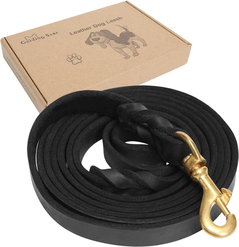 Guiding Star Leather Dog Leash, 6ft Heavy Duty, Soft Durable Braided Handmade Training Leash for Large & Medium Dogs