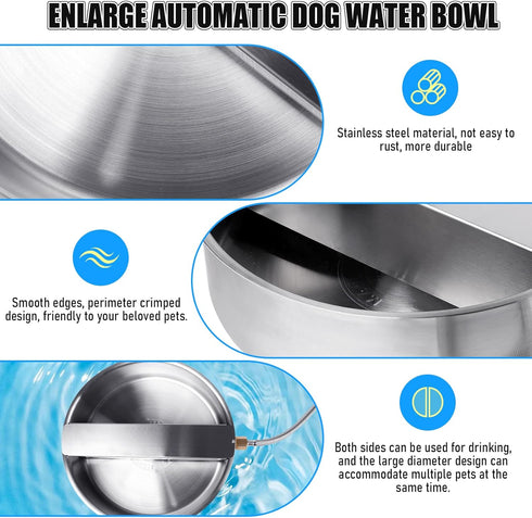 Automatic Dog Water Bowl Dispenser Large Breed Stainless Steel Auto Fill Dog Waterer with Float Valve Livestock Water