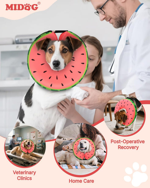 MIDOG Dog Cone Collar for Large Medium Dogs, Soft Inflatable Dog Cone Alternative After Surgery, Adjustable Protective