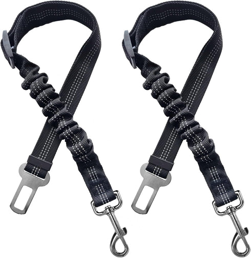2 Dog Seatbelt Seat Belt Car Harness Leash Travel Accessories, Bungee Anti Shock Pet Cat Adjustable Lead Clip Safety