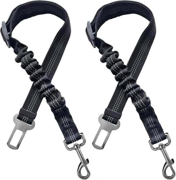 2 Dog Seatbelt Seat Belt Car Harness Leash Travel Accessories, Bungee Anti Shock Pet Cat Adjustable Lead Clip Safety