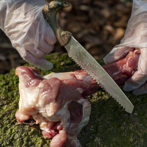 Jellas Hunting Knife Kit, 6 Pieces Stainless Steel Set with Gut Hook, Skinning, Boning, Saw, Gloves & Case