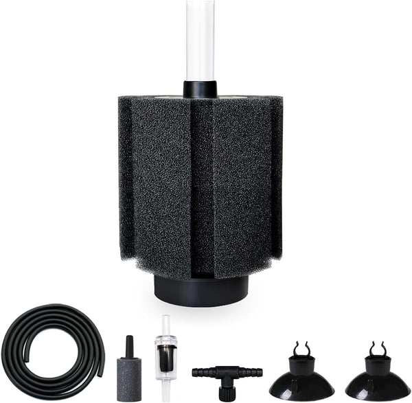 50-60 Gal Aquarium Sponge Filter with Ceramic Media and Bubble Diffuser, Quiet Filters for Fry Breeding