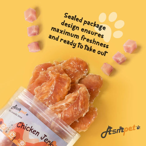 100% ASMPET Dog Chicken Jerky Treats, Made with Real Chicken Breast, High Protein & Grain Free