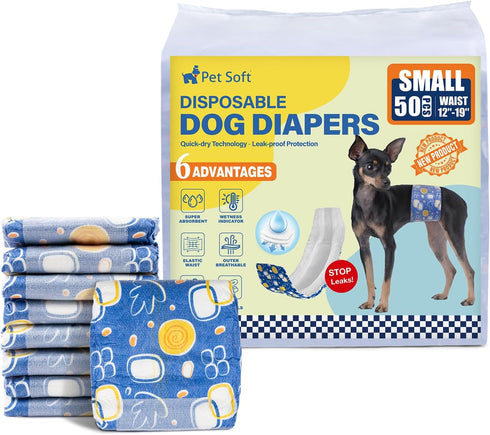 Pet Soft Male Dog Diapers - Disposable Male Dog Wraps with Wetness