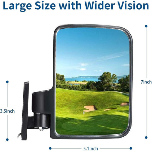 Golf Cart Side Mirrors with Turn Signal Light - Rear View Mirrors for Club Car EZGO Yamaha