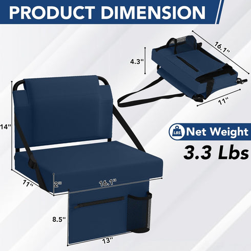 janiry 1PACK Stadium Seats with Back Support Adjustable Bleacher Chairs with Back and Cushion Bleacher Seat with Cup