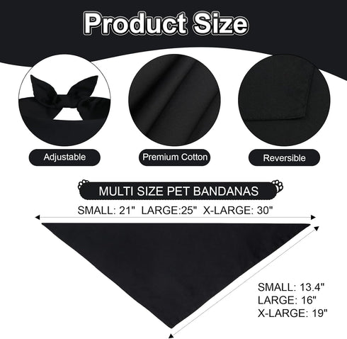 Agroon 2PCS, Blank Dog Bandanas Black Small DIY Solid Cotton Scarf, Durable Triangle Reversible Bibs Handkerchief