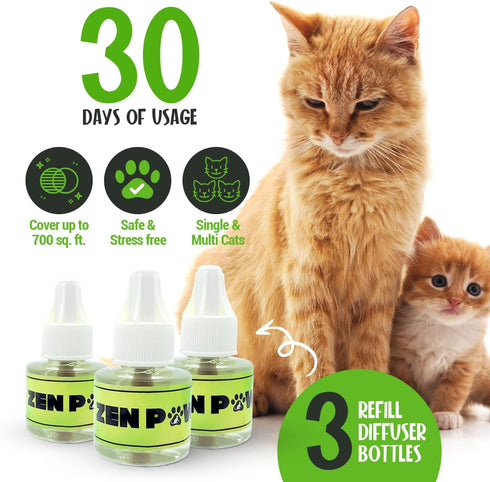 Zenpaws No Scent Diffuser Cat Relaxant Refill - Compatible with Major Brand Diffusers like Feliway & Comfort Zone