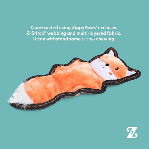 ZippyPaws Z-Stitch Skinny Peltz, No Stuffing Dog Toy for Small, Medium, & Large Dogs, Squeaky Plush Chew Toy