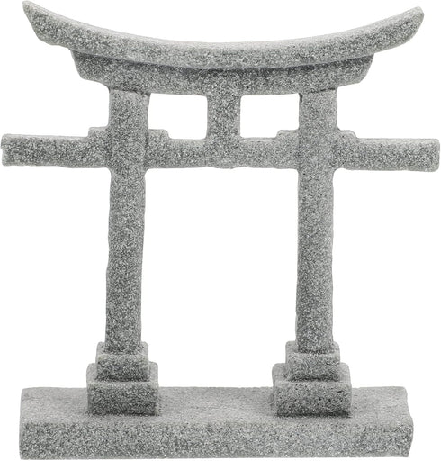 GANAZONO Japanese Shinto Torii Gate Miniature Ornament, Grey Fish Tank Decoration Bridge Landscape