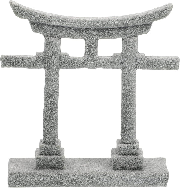 GANAZONO Japanese Shinto Torii Gate Miniature Ornament, Grey Fish Tank Decoration Bridge Landscape