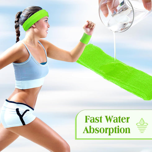 Set 80s 90s Neon Sweatbands for Women Tennis Wristbands Cotton Terry Cloth Sports Athletic Sweat Bands for Running Gym