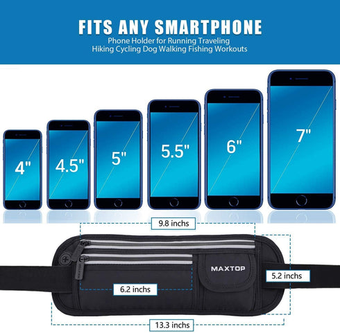Slim Running Belt Fanny Packs for Women Men, Reflective Waist Pack Phone Holder for Fitness Workout, Water Resistant