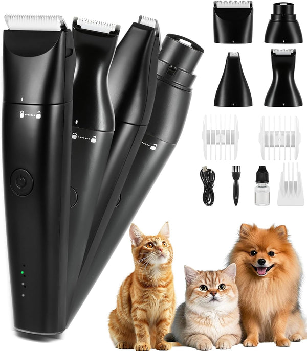 Cussity 4 in 1 Dog Clippers, USB-C Rechargeable Dog Grooming Clipper Kit Nail