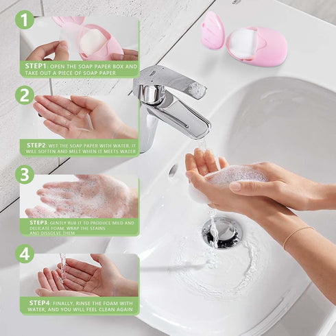 SenseYo 6 (300 Boxes Sheets) Mini Disposable Portable Travel Paper Hand Soap Sheets for Outdoor, Camping Hiking