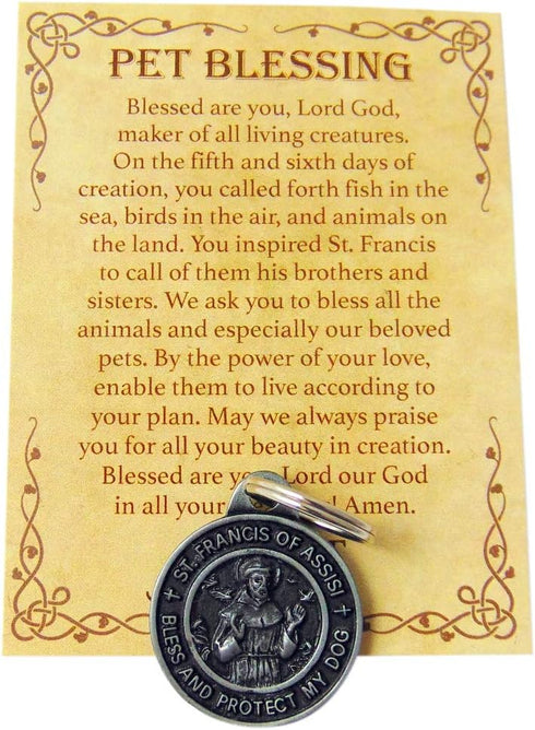 Westman Works St Francis Medal Set for Dogs Collar Pendant with Pet Prayer Gift Boxed