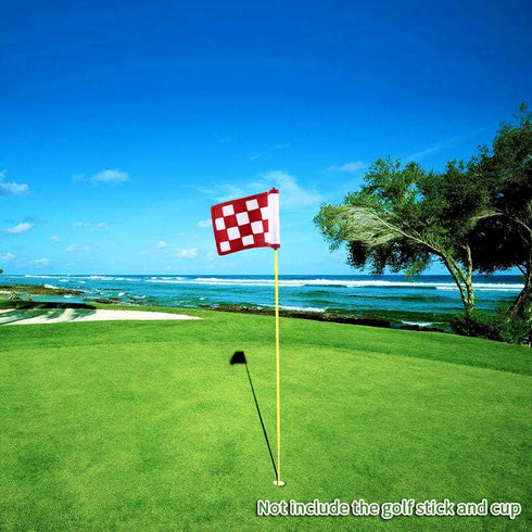 Green Golf Flags, Solid Nylon and Checkered Training Putting Green Flags, 8.7"x6"