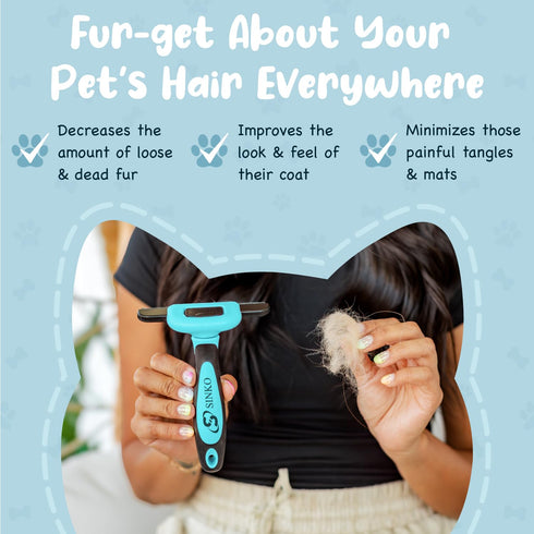 Professional Dog Deshedding Brush, Dog Brush for Shedding, Pet Hair Remover for Cats and Dogs (Blue)