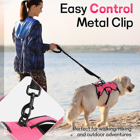 rabbitgoo Escape Proof Dog Harness, Soft Padded Full Body Vest, Reflective Adjustable No Pull for Large Dogs (XL, Pink)