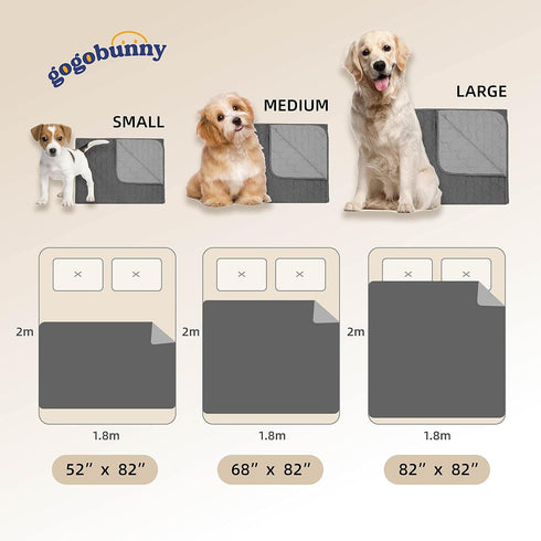 gogobunny 100% Double-Sided Waterproof Dog Bed Cover, Reversible Pet Blanket for Large Dog Cat, Dark Grey/Light Grey