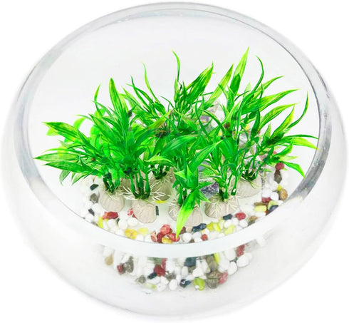COMSUN 10 Pack Artificial Aquarium Plants, Small Size, 4 inch Approximate Height, Plastic Green Fish Tank Decorations