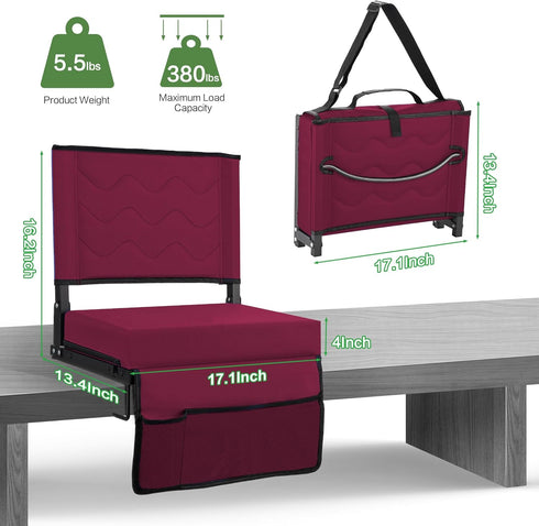 Dicprms Stadium Seats for Bleachers with Back Support,Bleacher Chairs with Back and Cushion,Portable Stadium