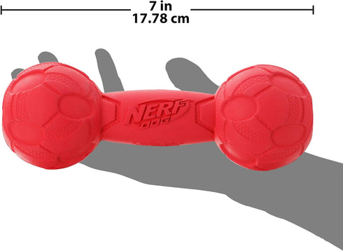 Nerf Dog 7in Bash Squeak Barbell Dog Toy - Red