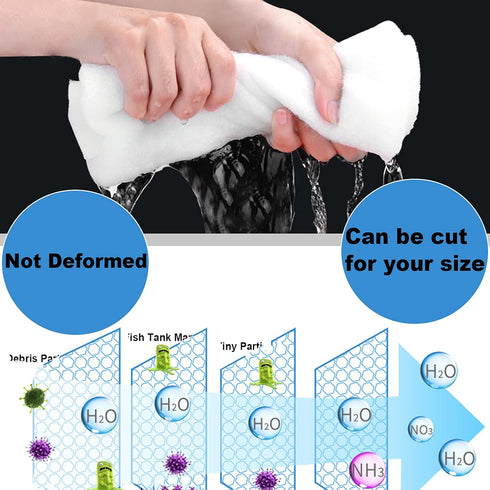 Aquarium Filter Sponge Foam Pad - Biochemical Cotton Filter Media Roll, Cut to Fit Fish Tank, 39.4"x 4.7" x 1.2" White