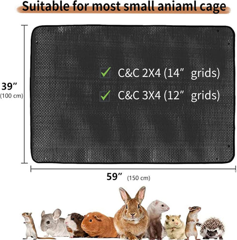 2 Pack 5959 Oncpcare Waterproof Rabbit Playpen Mats in (Black) Washable Floor Protector and Cage Liner for Guinea Pig