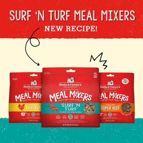 Stella & Chewy's Freeze Dried Raw Surf & Turf Meal Mixer – Dog Food Topper for Small & Large Breeds, Grain Free, 18 oz