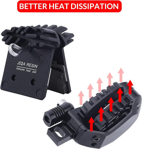 J02A Resin Disc Brake Pads with Cooling Fin, Compatible with Shimano XTR M9000/DEORE XT M8100/DEORE XT M8000/DEORE XT