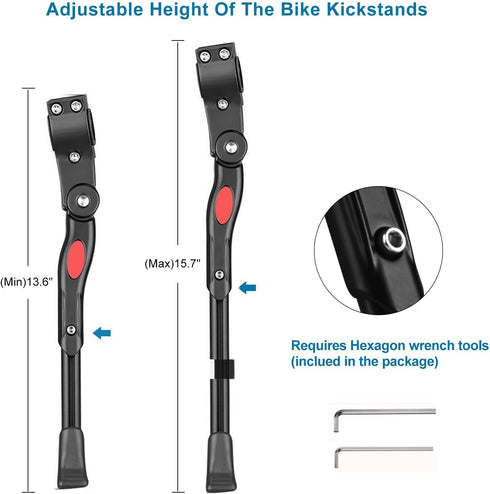 ZOSEN Adjustable Bike Kickstand - Side Support for 22 24 26 Inch Mountain Bike and 700 Road Bike