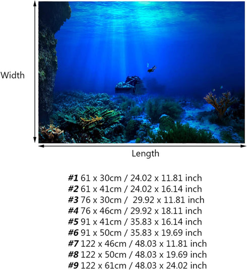 FILFEEL Aquarium Background Fish Decorations, PVC Adhesive Undersea Backdrop for Aquarium Fish Decoration 61 * 41cm