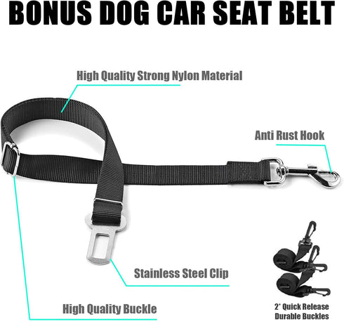 AULDEY Hammock Dog Car Seat Cover, Waterproof with Mesh Window and Storage Pocket, Durable Scratchproof Nonslip Dog Car