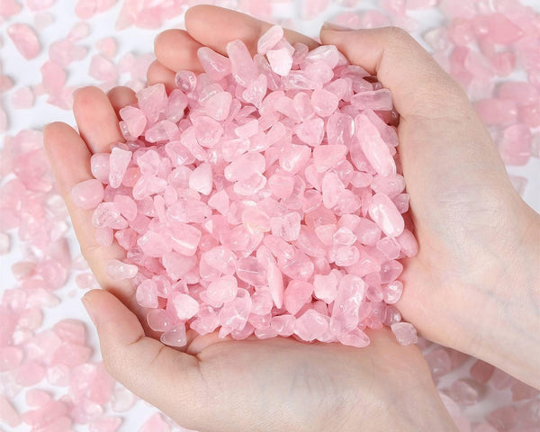 Rose Quartz Crystal Gravel Polished Rocks Chips Crushed Stones Healing Bulk Natural