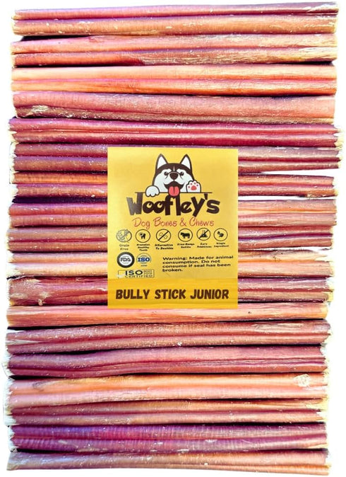 Woofley's 6 Inch Bully Sticks for Small Dogs, 30 Count, Long Lasting Chews