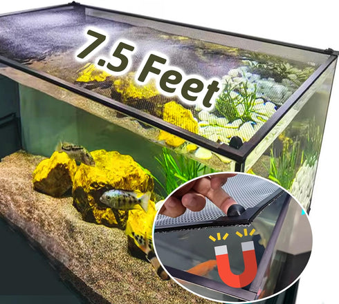 7.5 FT DIY Magnetic Fish Aquarium Anti-Jumping Net Cover, Mesh Screen Netting for Aquarium Lid, Prevents Fish Jumping
