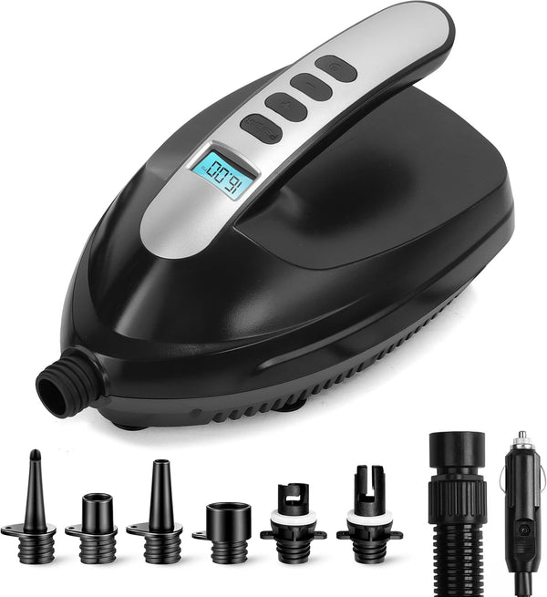 SereneLife Electric Paddle Board Pump Portable 16 PSI Dual-Stage Air Compressor for
