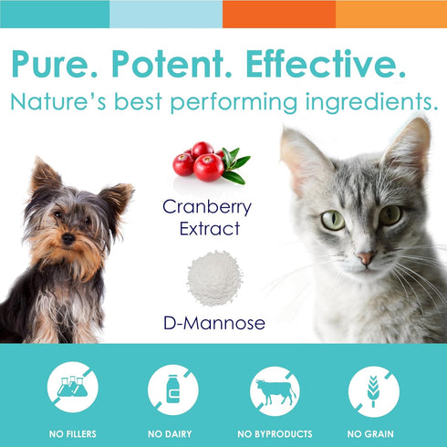 UTRIN Urinary Support for Cats & Dogs, Dual-Action Cranberry & D-Mannose, 60 Servings