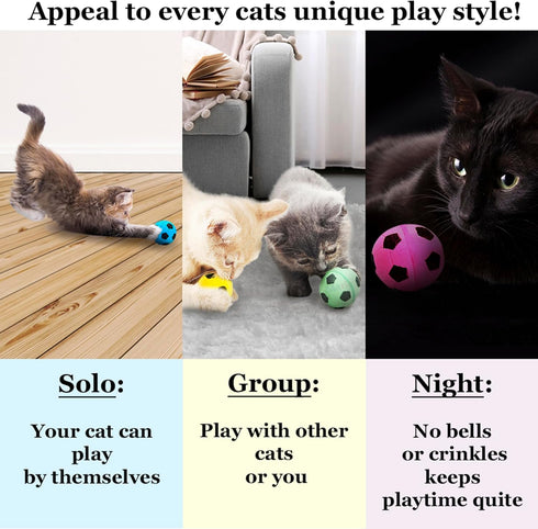 Meric CoCoo 1.5-Inch Soft Foam Cat Soccer Balls, Bouncy & Lightweight, Interactive Indoor Play Toys for Kittens & Cats,