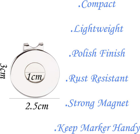 Magnetic Golf Hat Clips Ball Marker Holder for Caps, Bags, Hats, Visor, Golf Gloves