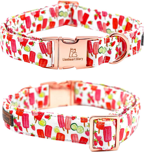 Lionheart glory Dog Collar Popsicle Print Dogs Collar Spring Summer Cute Collars Dog Boy or Girl Soft Durable Adjustable Dog Collars for Small Dogs Pet Collar Gift