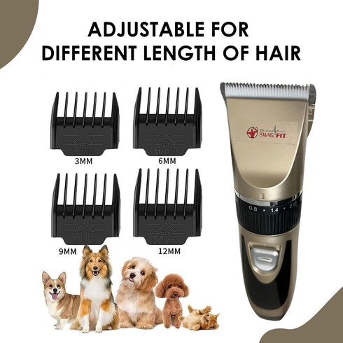 Dr. Swag Fit Professional Cordless Pet Grooming Kit, USB Rechargeable Low Noise Clipper with Detachable Blade